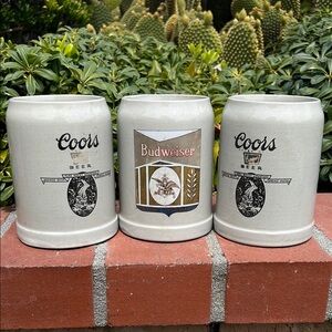 Coors and Budweiser Beer‎ Steins Set made in Germany